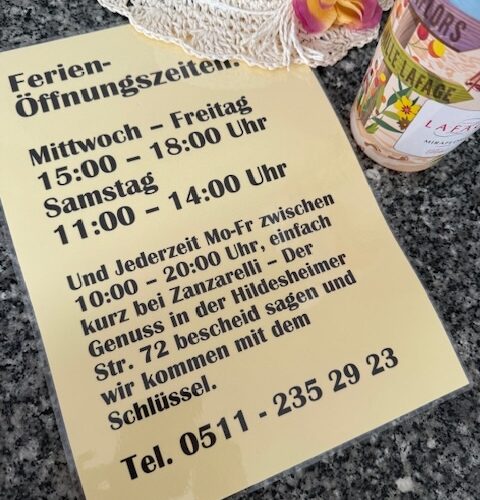 Sommeröffnungszeiten
